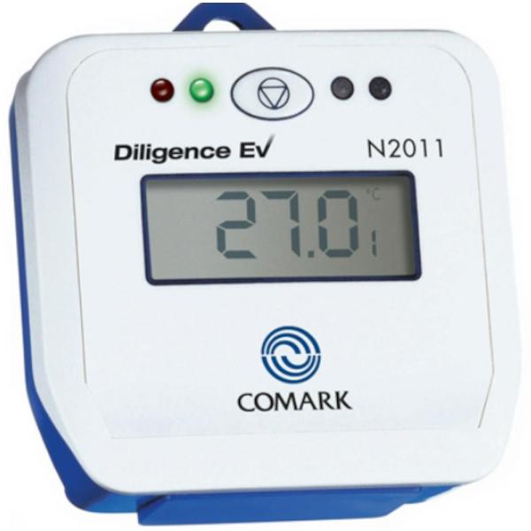 Comark Data logger with single internal temperature sensor measurement range -40C to +70C memory capacity up to 16000 readings LED warning indicators and LCD display